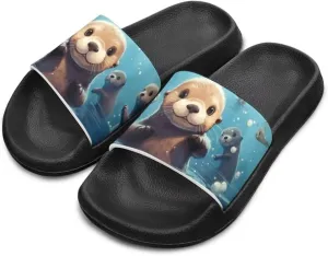 UNICEU Kids Slippers Slip-On Open Toe Quick Drying Slides Sandals Girls Boys Casual Non-Slip Lightweight Shower Shoes