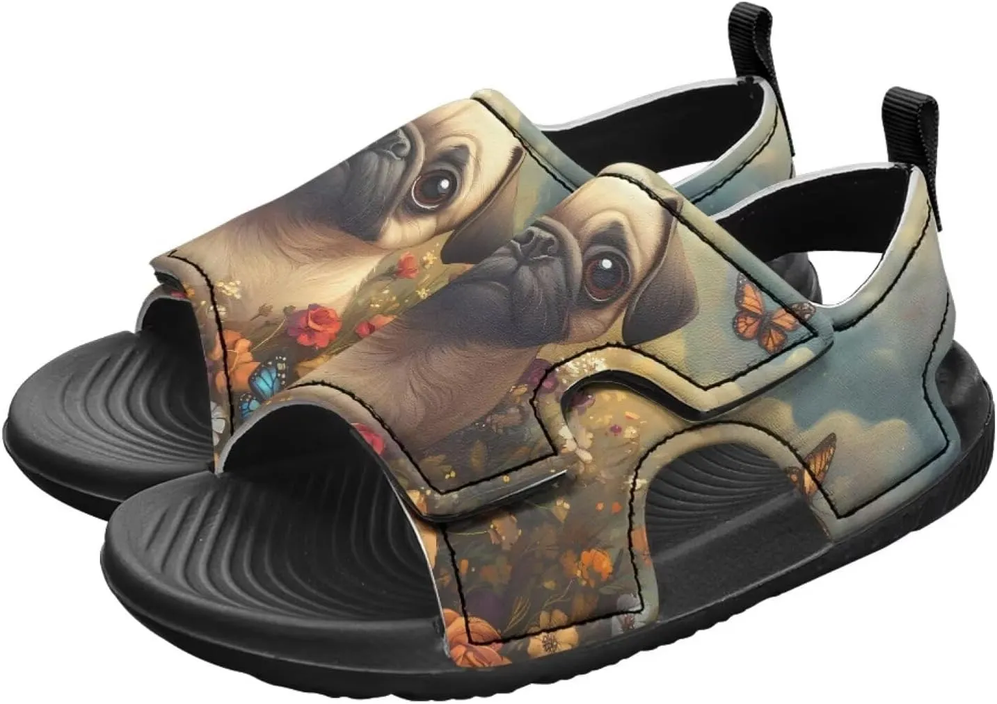 Unisex Child Sandals Open Toe Cute Summer Water Hiking Shoes for Boys Girls Sloth Sunflower Outdoor Sport Athletic Beach Sandals Adjustable Strap