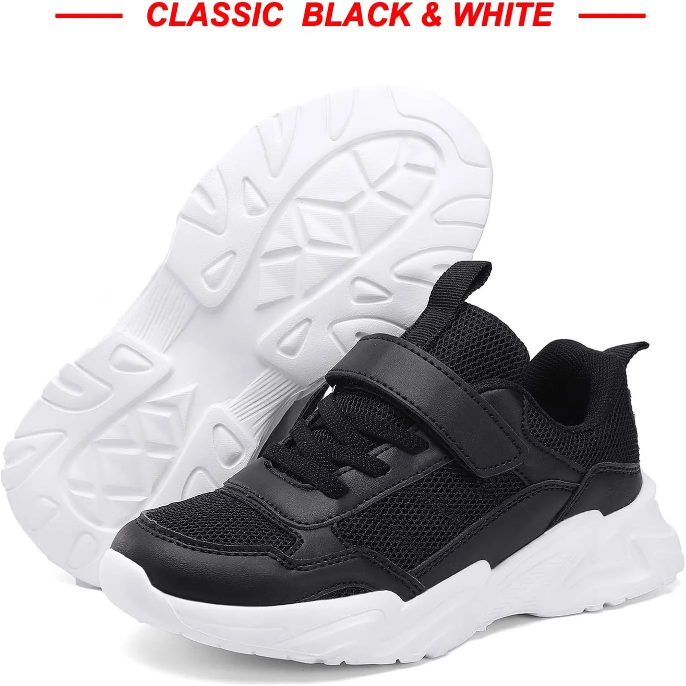 Unisex-Child White Tennis Shoes Breathable Sneakers for Boys Girls Lightweight Running Shoes Kids Toddler/Little Kid/Big Kid Gym Footwear