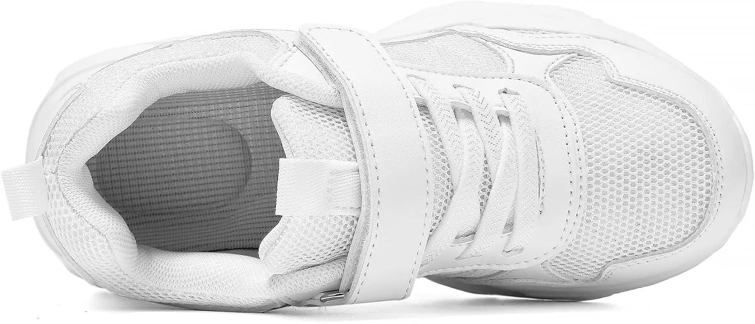Unisex-Child White Tennis Shoes Breathable Sneakers for Boys Girls Lightweight Running Shoes Kids Toddler/Little Kid/Big Kid Gym Footwear