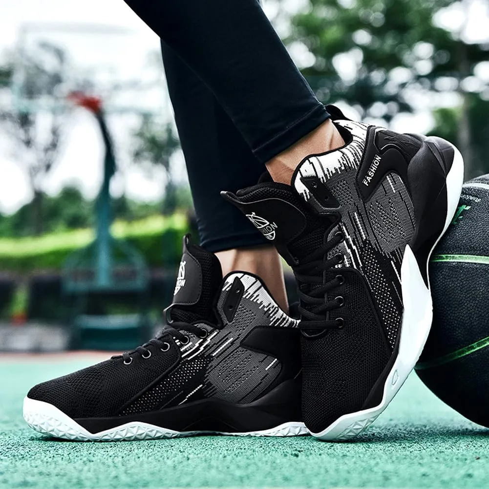Unisex High Top Lightweight Fly-Weaving Running Jogging Sneakers Basketball Shoes for Youth