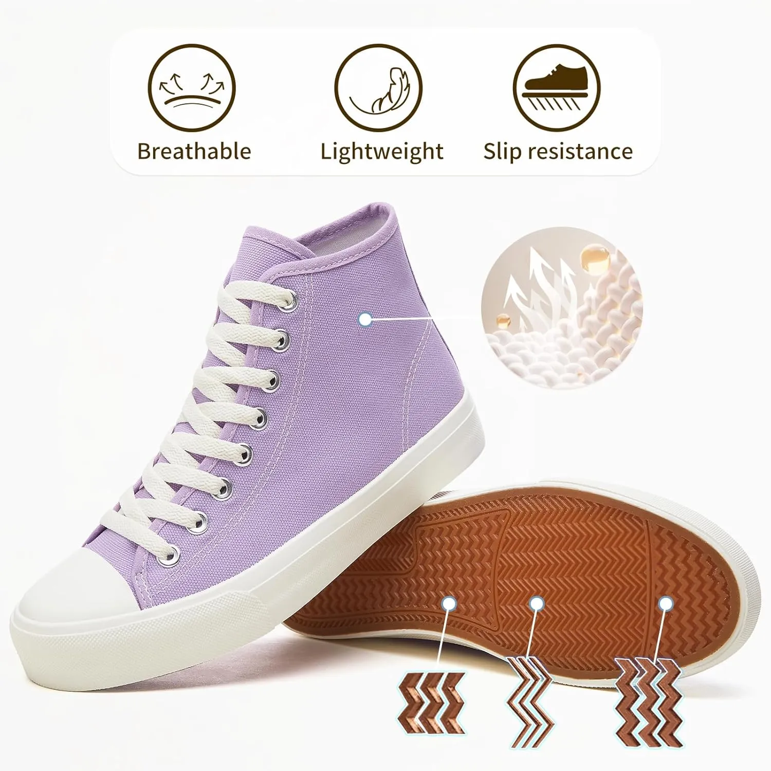 Uoidru High Top Sneakers for Women Canvas Shoes White Canvas High Tops Women Casual Shoes Lace Up Fashion Sneakers