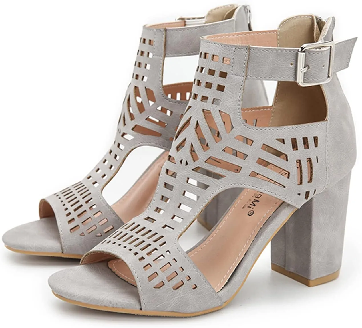UOQAPRE Chunky Heeled Sandals for Womens Bohemian Cutout Open Toe Summer Block Womens Heeled Party Dress Sandals