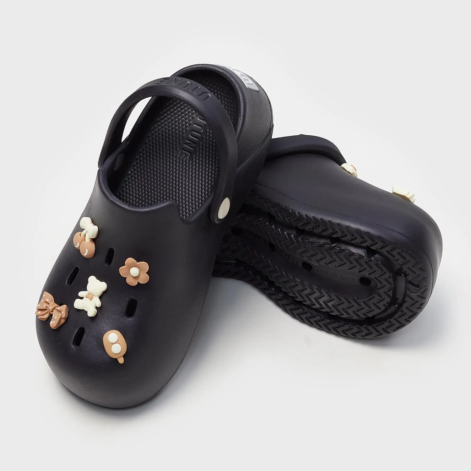 utune Women Platform Clogs with Strap Cute Summer Garden Shoes Ladies Beach Pool Sandals Thick Sole House Slippers Lightweight Non Slip