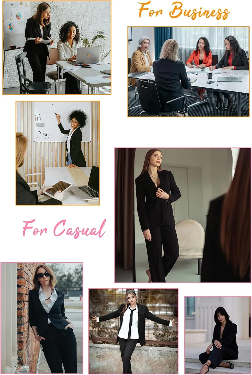V VOCNI Women's Suits 2 Piece Set Office Business One Button Slim Fit Blazer Pants Suit Set Dressy Casual Workwear Outfits