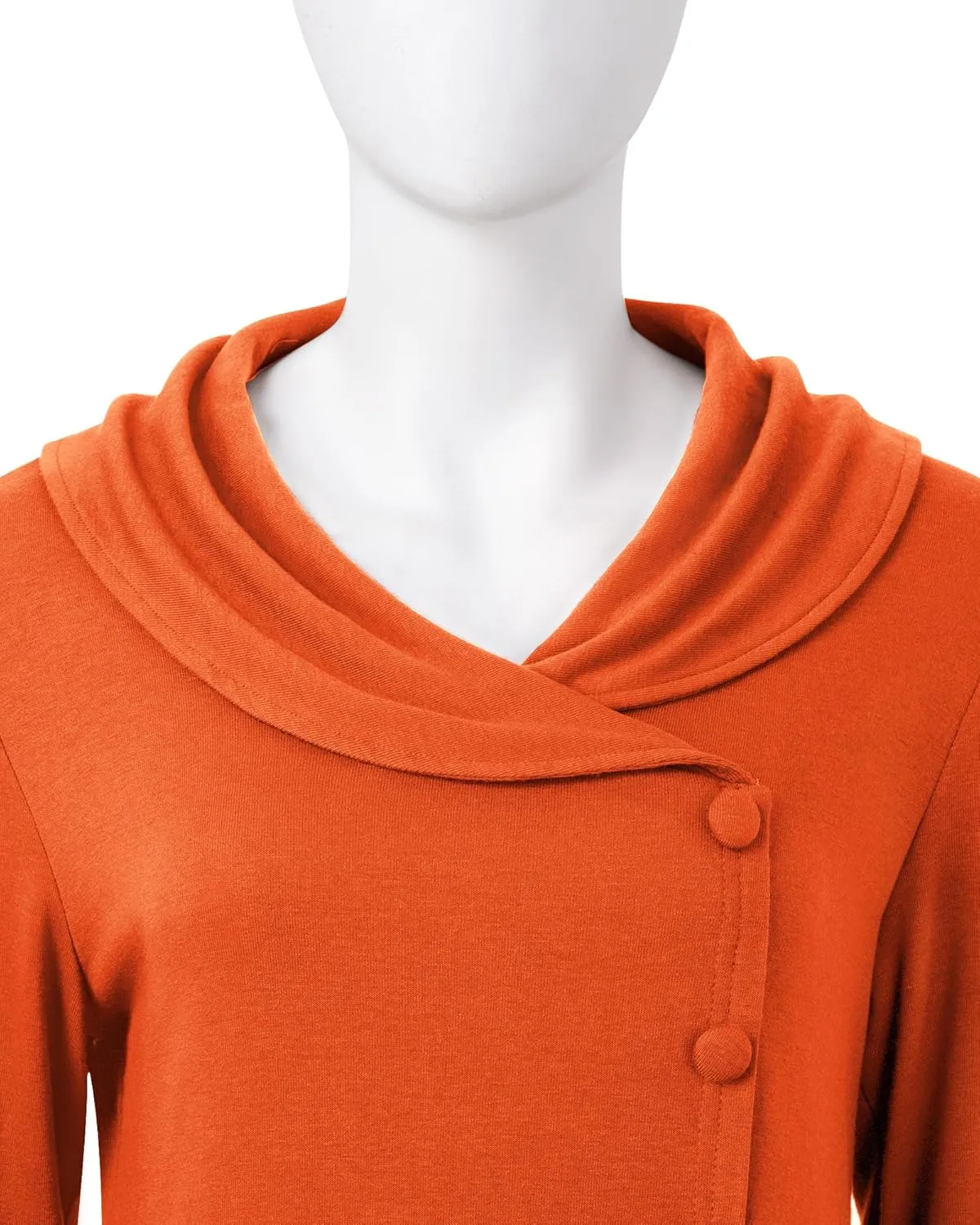 VALOLIA Womens Long Sleeve Tops Fall Winter Buttons Side Tulip Hem Lapel Pullover Sweatshirt