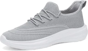 VAMJAM Men's Running Shoes Slip On Walking Shoes Non Slip Lightweight Workout Shoes Breathable Gym Sneakers Fashion Mesh Sneakers LightGray Size 14