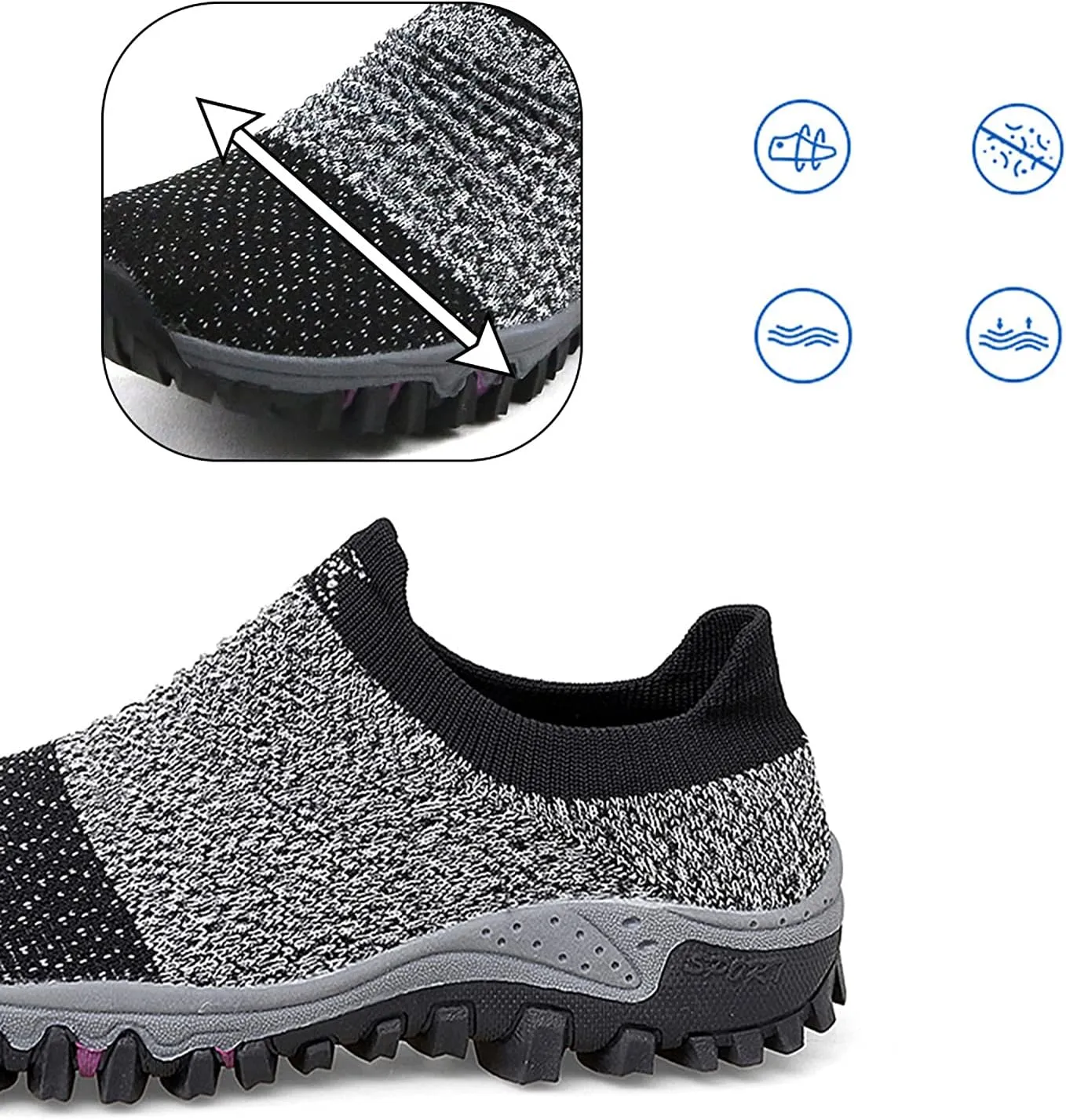 varskarc Women's Walking Shoes Slip on Sock Sneakers Non-Slip Breathe Running Shoes Lightweight Comfortable Casual Athletic Shoes