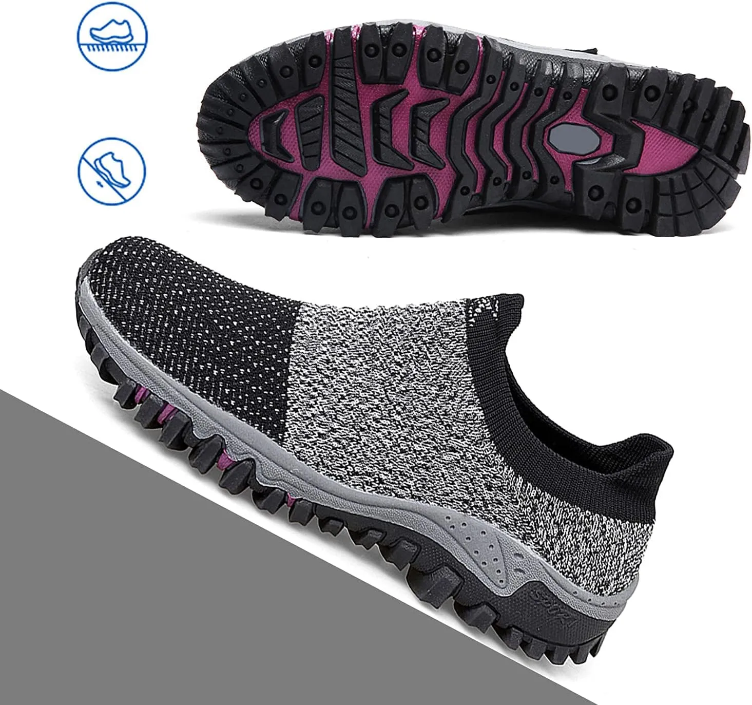 varskarc Women's Walking Shoes Slip on Sock Sneakers Non-Slip Breathe Running Shoes Lightweight Comfortable Casual Athletic Shoes