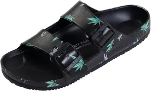 VICT POPU Womens Sandals Adjustable Double Buckle Strap Waterproof EVA Flat Slides
