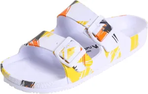 VICT POPU Womens Sandals Adjustable Double Buckle Strap Waterproof EVA Flat Slides