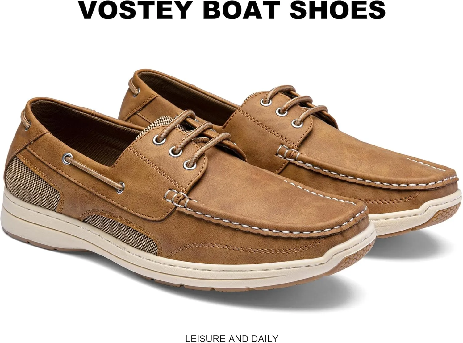 Vostey Men's Loafers & Slip-ons 3-Eye Boat Shoes Men Comfortable Casual Loafers for Men