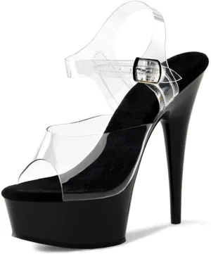 Vujkliy 15CM Transparent Sandals Round Toe Platform Stiletto High Heels Sexy Auto Show Model Catwalk Nightclub Performance Women's Shoes Large Size