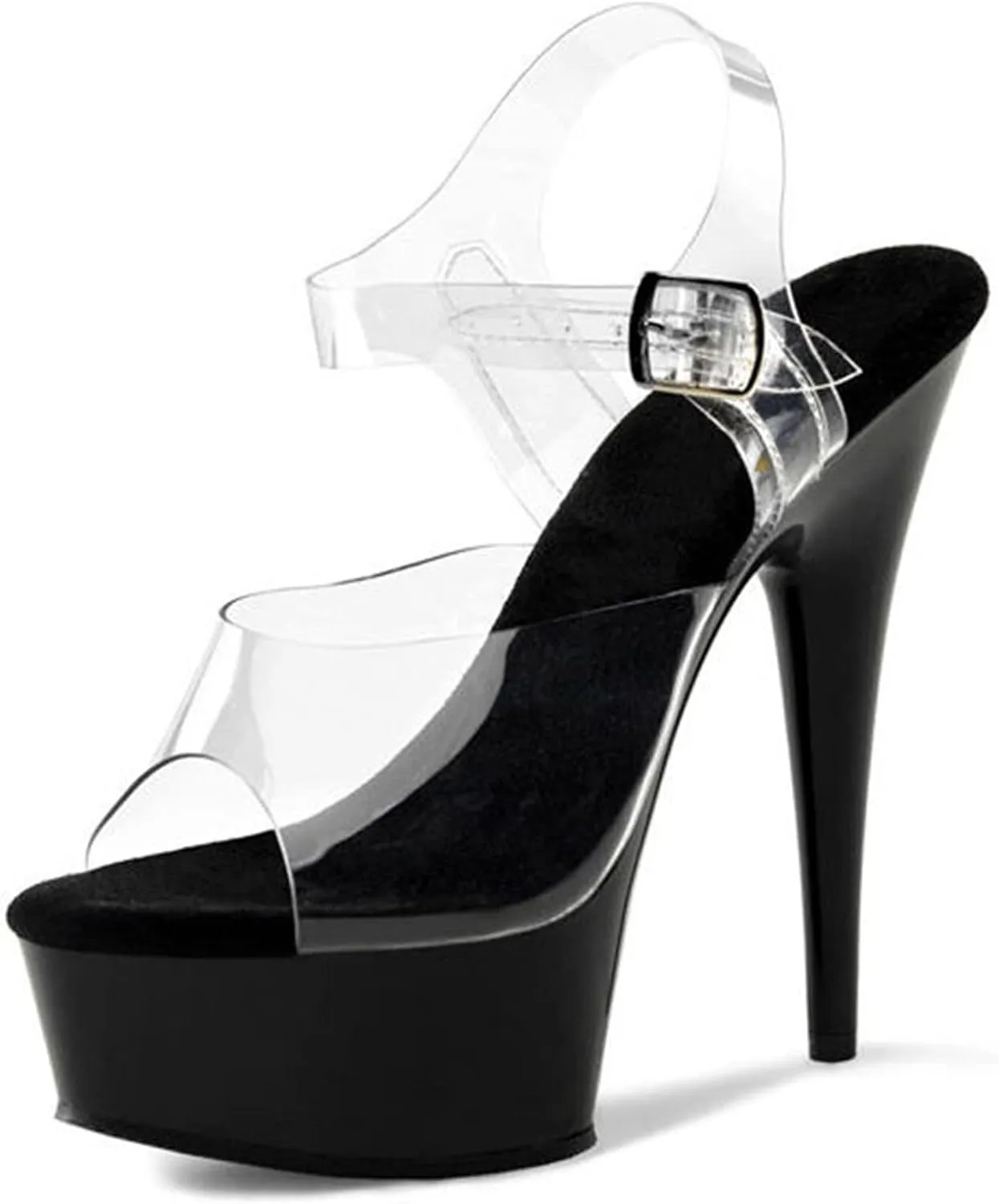 Vujkliy 15CM Transparent Sandals Round Toe Platform Stiletto High Heels Sexy Auto Show Model Catwalk Nightclub Performance Women's Shoes Large Size