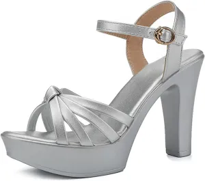 Vujkliy Women's 11CM/4.3IN Thick Heel Sandals Fashion Fish Mouth Waterproof Platform Summer Outer Wear Fashion High Heels