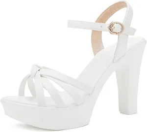 Vujkliy Women's 11CM/4.3IN Thick Heel Sandals Fashion Fish Mouth Waterproof Platform Summer Outer Wear Fashion High Heels