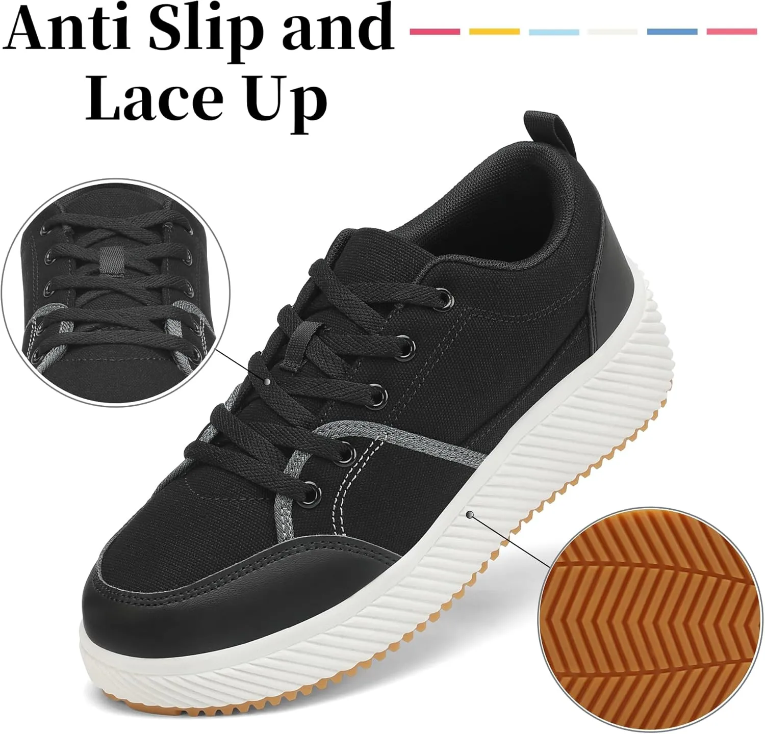 VZQ Women's Fashion Sneakers Lace Up Canvas Platform Shoes Casual Comfortable Low Top Skate Shoe for Walking