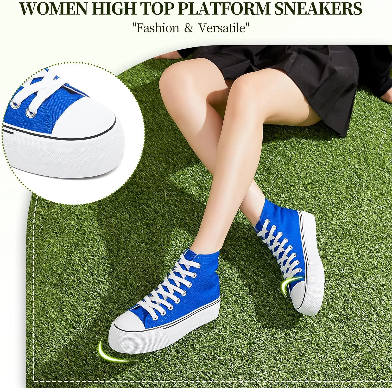 Waluzs Platform Sneakers for Women Womens Fashion High Top Sneakers Women's Canvas Platform Shoes Casual Lace Up Tennis Shoes