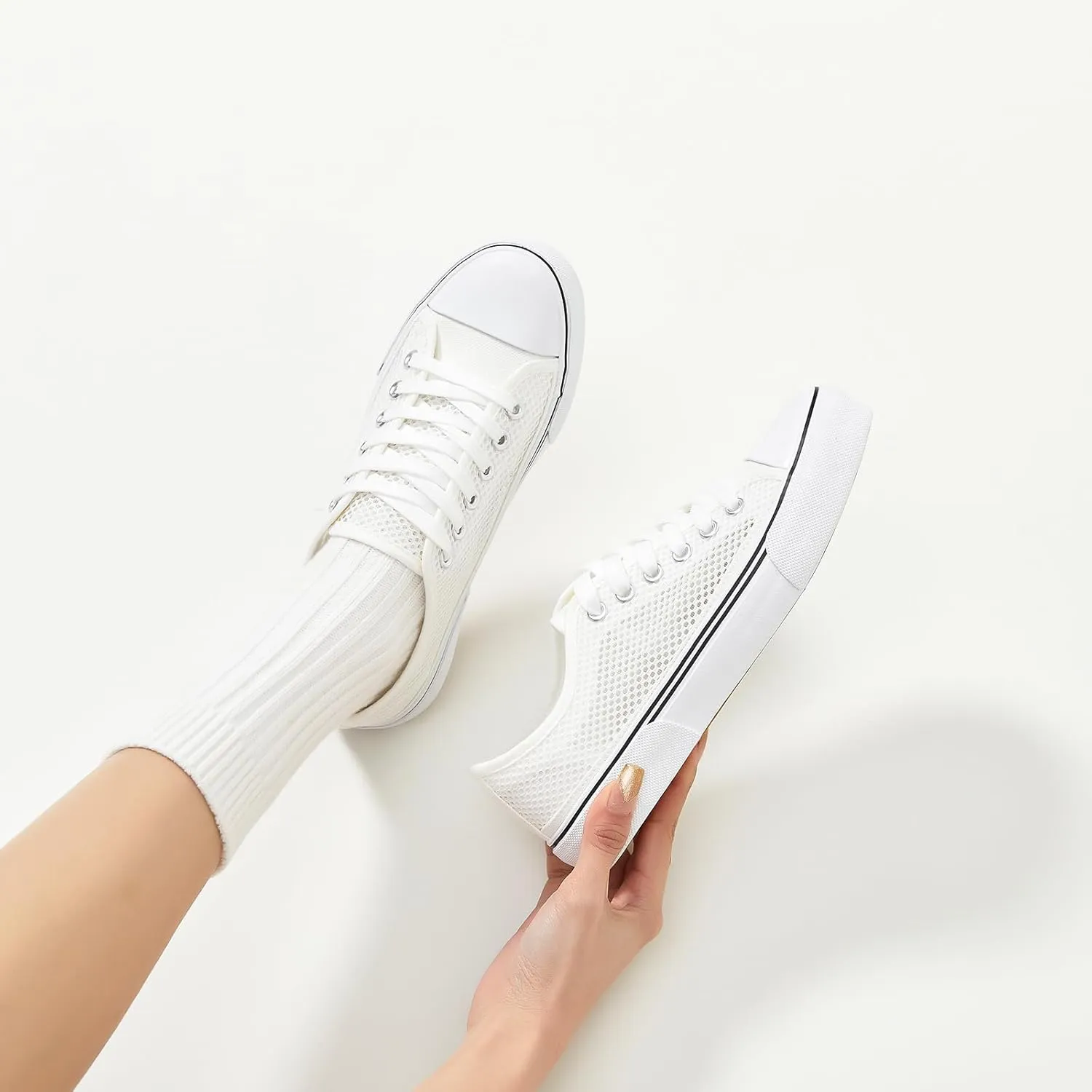 Waluzs White Sneakers for Women Women's Tennis Shoes Summer Canvas Shoes Fashion Sneakers for Walking Non Slip Work