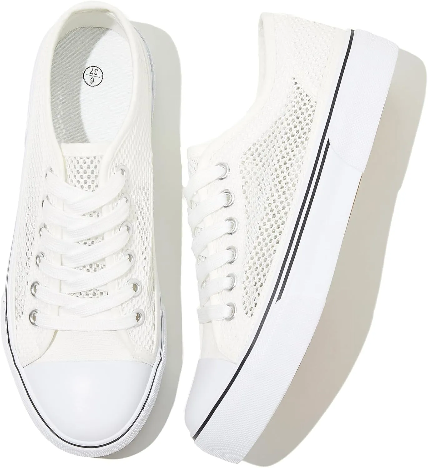 Waluzs White Sneakers for Women Women's Tennis Shoes Summer Canvas Shoes Fashion Sneakers for Walking Non Slip Work