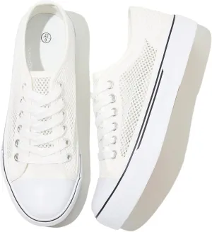 Waluzs White Sneakers for Women Women's Tennis Shoes Summer Canvas Shoes Fashion Sneakers for Walking Non Slip Work
