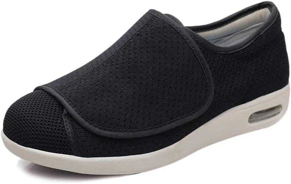 W&LESVAGO Men's Extra Wide Air Cushion Walking Sneakers with Fully Adjustable Closures, Diabetic Edema Shoes for Elderly Outdoor