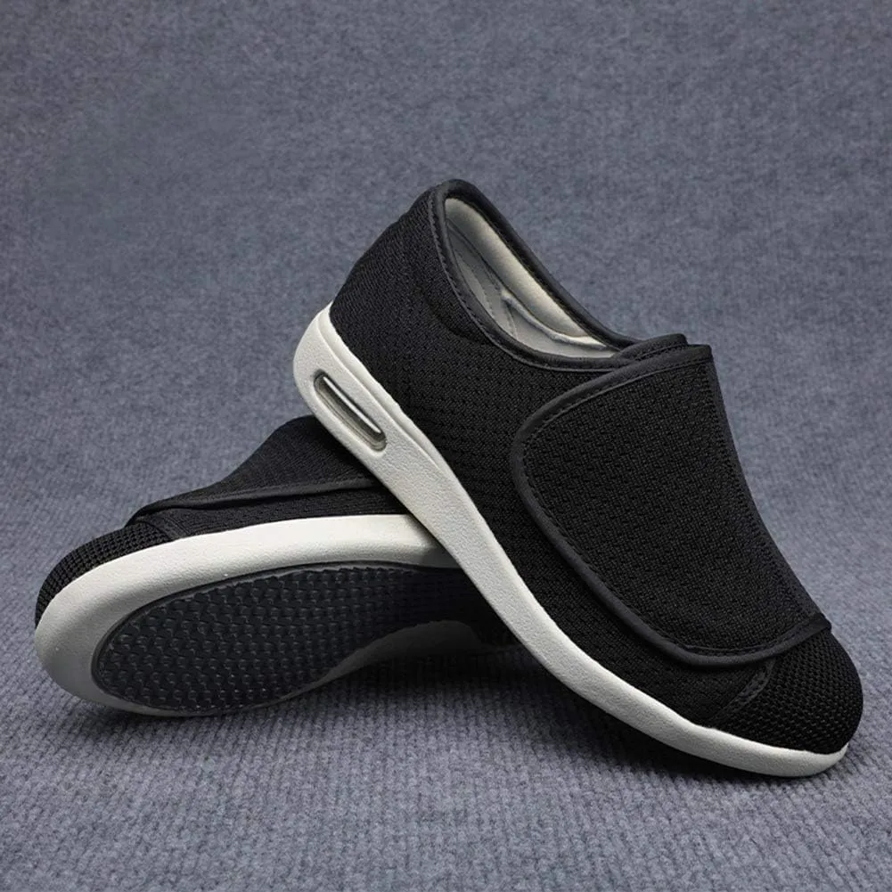 W&LESVAGO Men's Extra Wide Air Cushion Walking Sneakers with Fully Adjustable Closures, Diabetic Edema Shoes for Elderly Outdoor