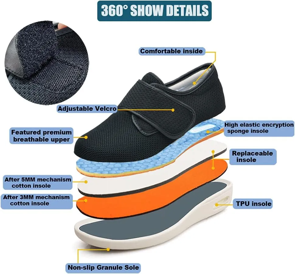 W&LESVAGO Women's Wide Width Diabetic Shoes, Breathable Lightweight Walking Sneakers for Edema Arthritis Swollen Feet