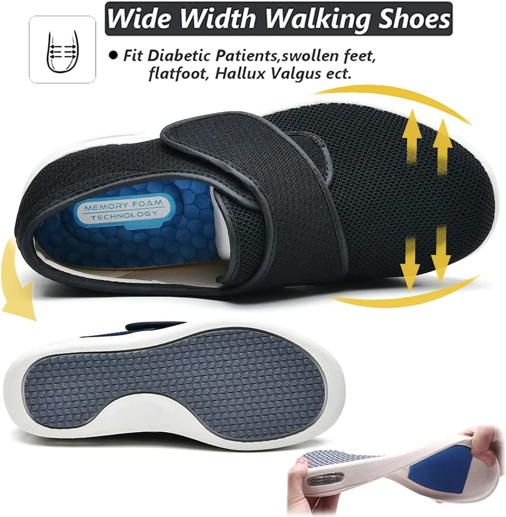 W&LESVAGO Women's Wide Width Diabetic Shoes, Breathable Lightweight Walking Sneakers for Edema Arthritis Swollen Feet