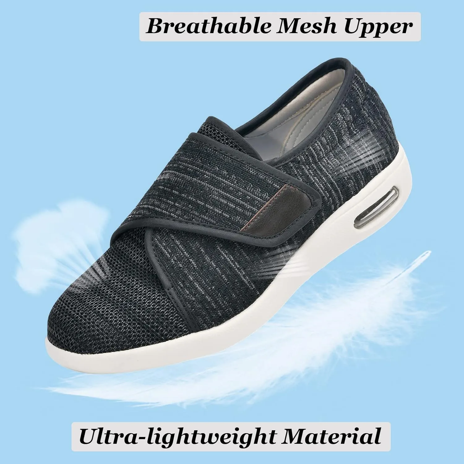 W&LESVAGO Women's Wide Width Diabetic Walking Shoes with Adjustable Closures,Non-Slip Lightweight Sneakers with Classic Air Cushion for Diabetic Edema Plantar Fasciitis