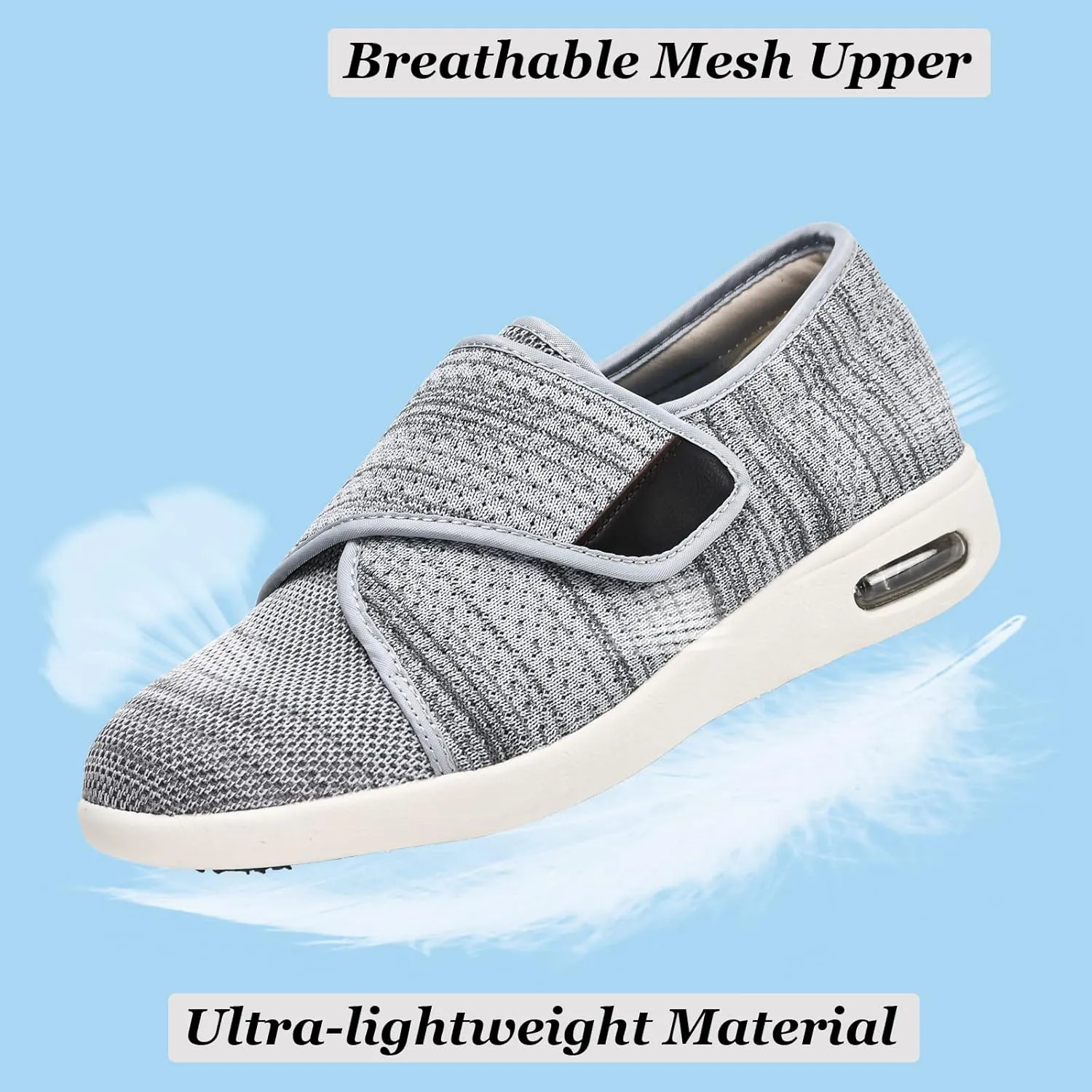W&LESVAGO Women's Wide Width Diabetic Walking Shoes with Adjustable Closures,Non-Slip Lightweight Sneakers with Classic Air Cushion for Diabetic Edema Plantar Fasciitis