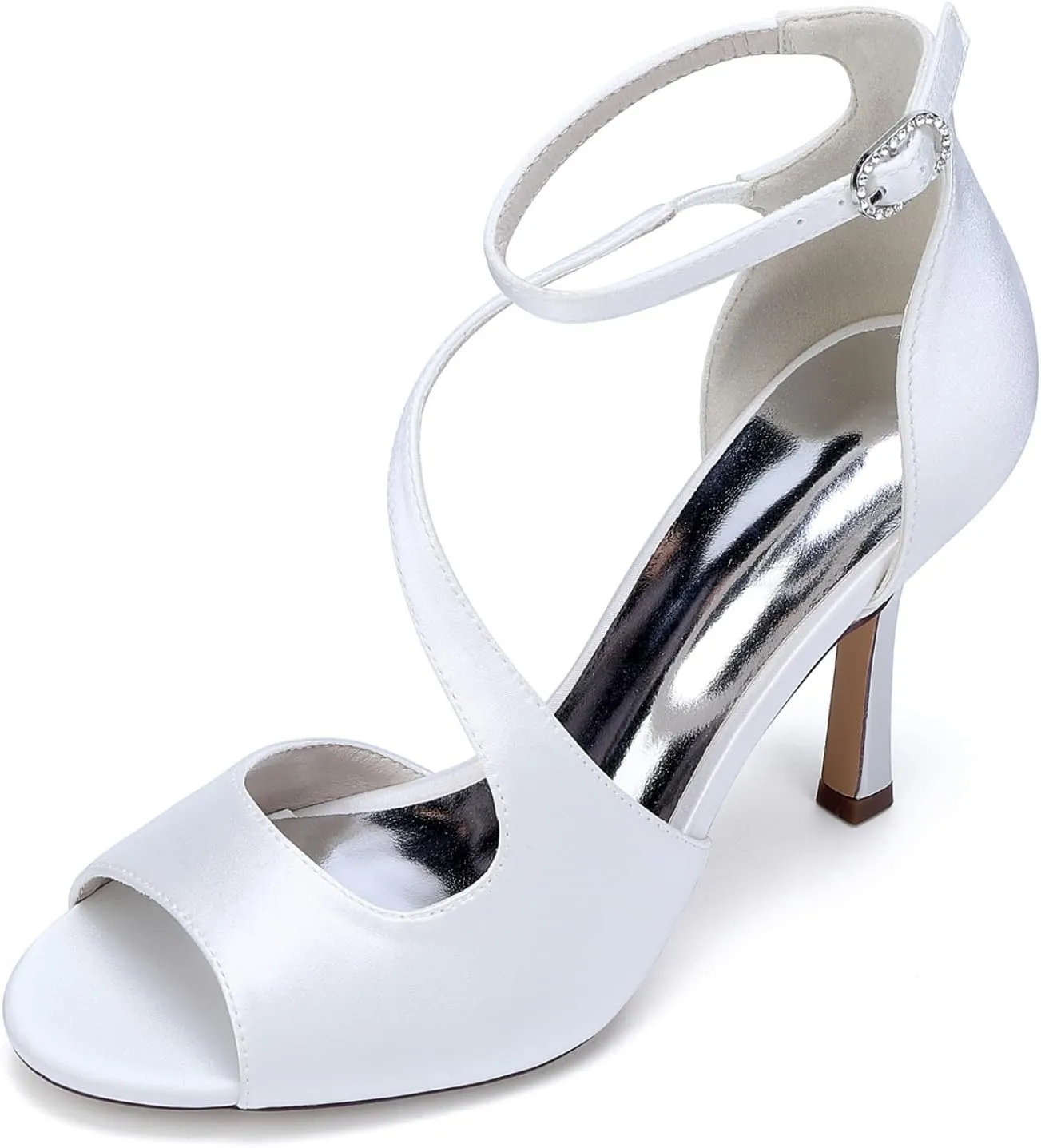Wedding Bridal Shoes Women Sexy High Heels Bride Stiletto Satin Evening Party Pumps Sandals 9.5Cm