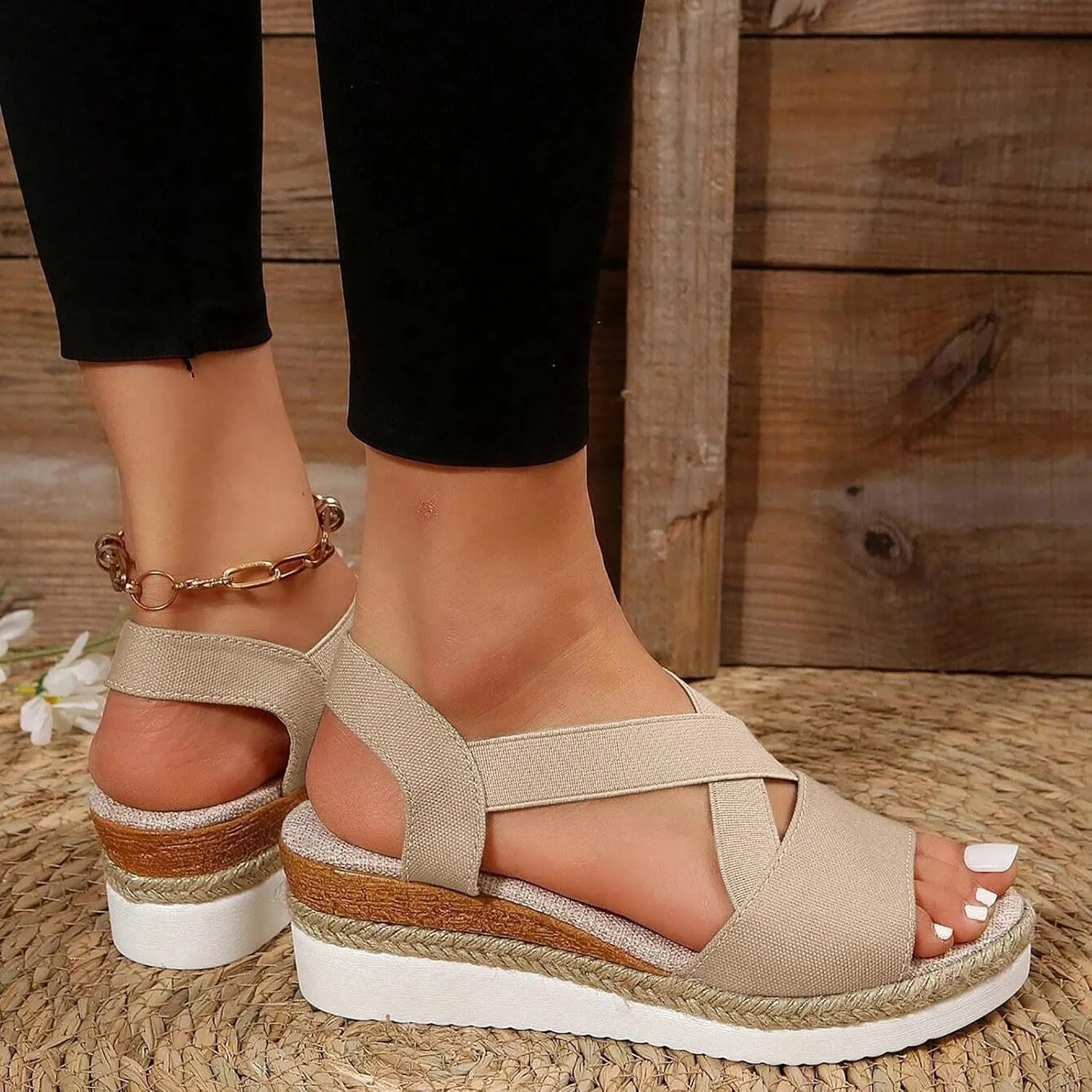 Wedge Sandals for Women Dressy Summer Comfortable Walking Shoes Espadrilles Wedges Sandals Casual Outdoor Beach Sandals