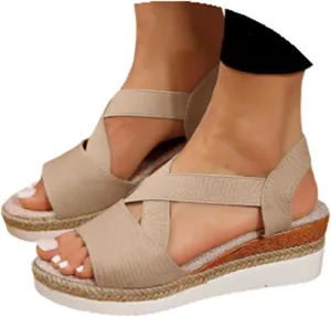 Wedge Sandals for Women Dressy Summer Comfortable Walking Shoes Espadrilles Wedges Sandals Casual Outdoor Beach Sandals