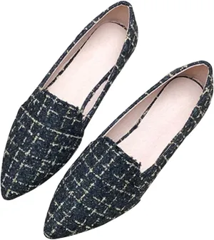 WENJIAZHIZHI Ballet Flats for Women Comfortable Women's Flats Memory Foam Slip on Pointed Toe Flats Shoes Women Solid