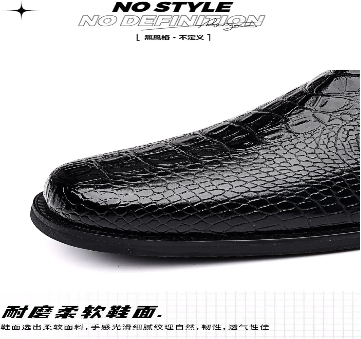 Western Boots Men's - Vintage Crocodile Pattern - Side Zippers - Block Heel Mid Boots Men's Winter Boots - Western Cowboy Boots