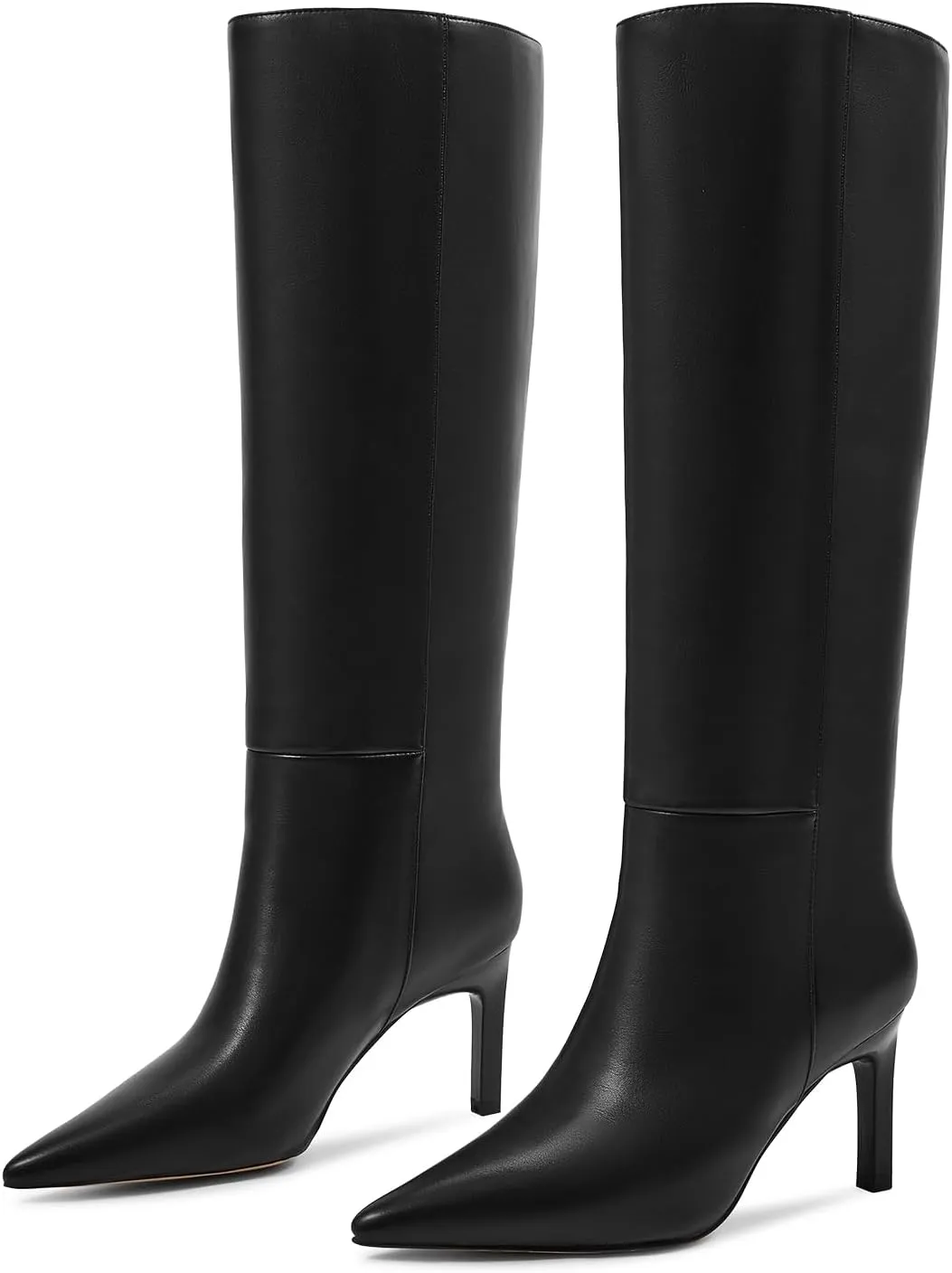 wetkiss Knee High Boots Women Chunky Heel Faux Crocodile Boots Pointed Toe Tall Pull-On Fall Long Boot