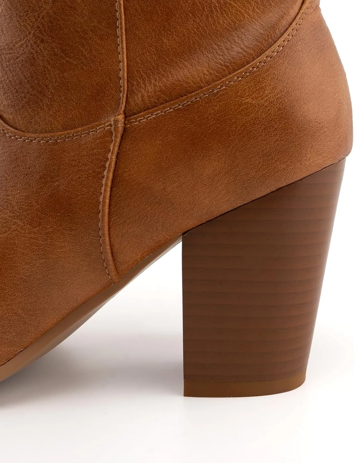 WIRALOMI Women's Western Boots, Ankle Boots with Comfortable Chunky Heel, Cowgirl Boots with Engraved Metal Square Toe, Cowgirl Boots for Women