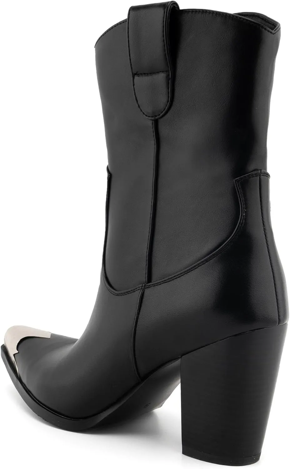 WIRALOMI Women's Western Boots, Ankle Boots with Comfortable Chunky Heel, Cowgirl Boots with Engraved Metal Square Toe, Cowgirl Boots for Women