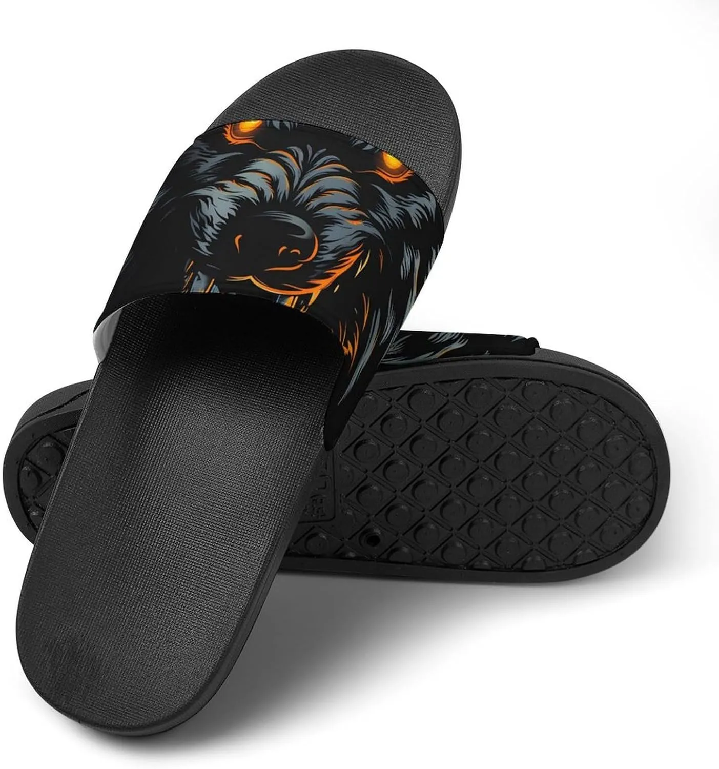 Wolf in The Dark PVC Home Slippers Beach Shower Sandals Summer Non-Slip Outdoor Shoes for Men Women