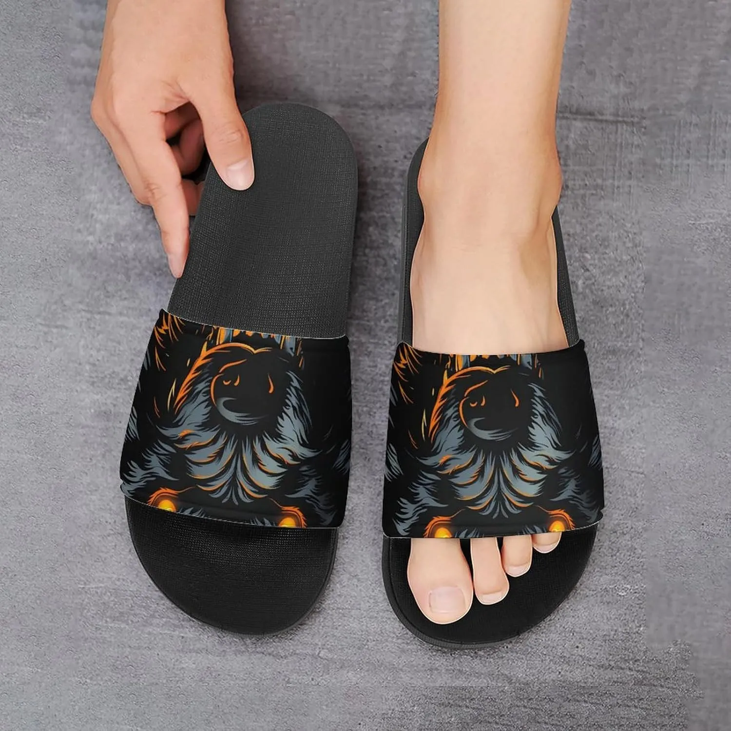 Wolf in The Dark PVC Home Slippers Beach Shower Sandals Summer Non-Slip Outdoor Shoes for Men Women