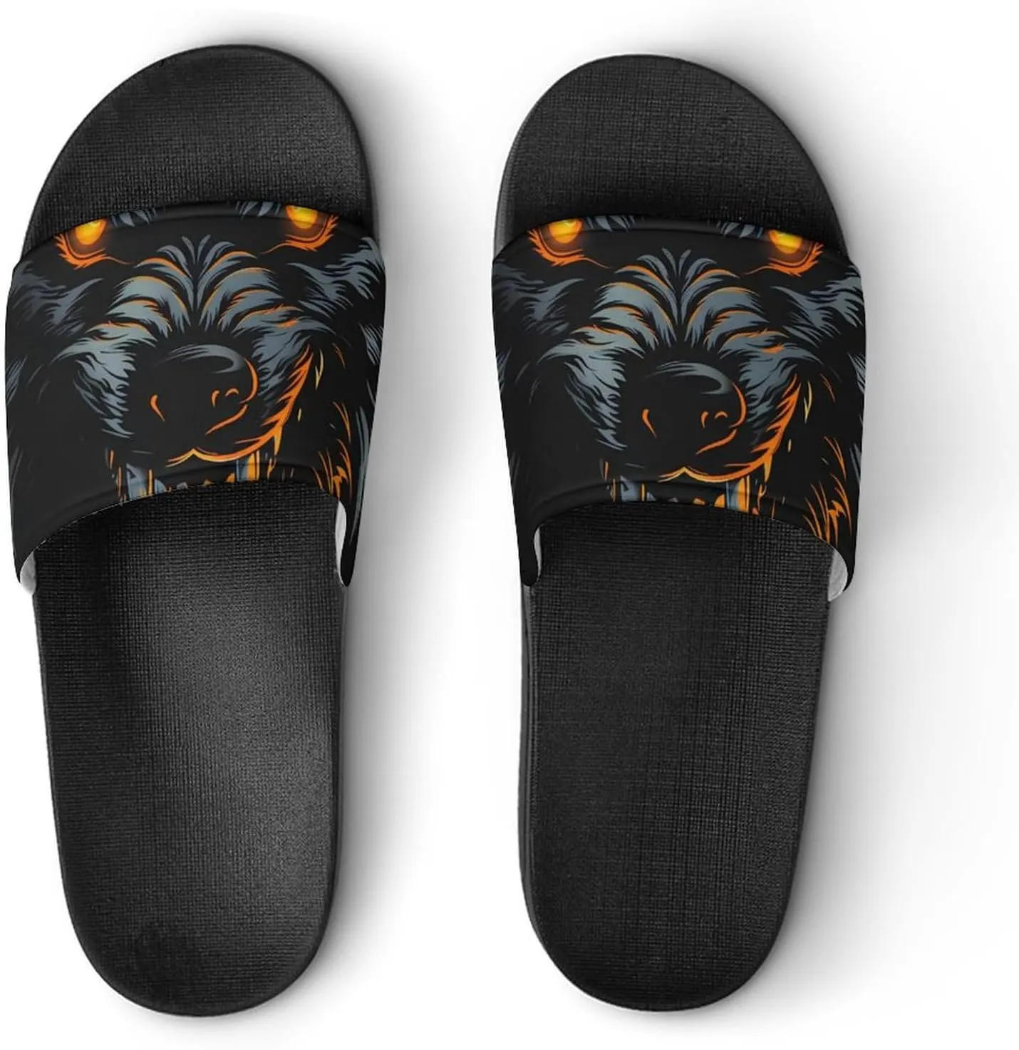 Wolf in The Dark PVC Home Slippers Beach Shower Sandals Summer Non-Slip Outdoor Shoes for Men Women