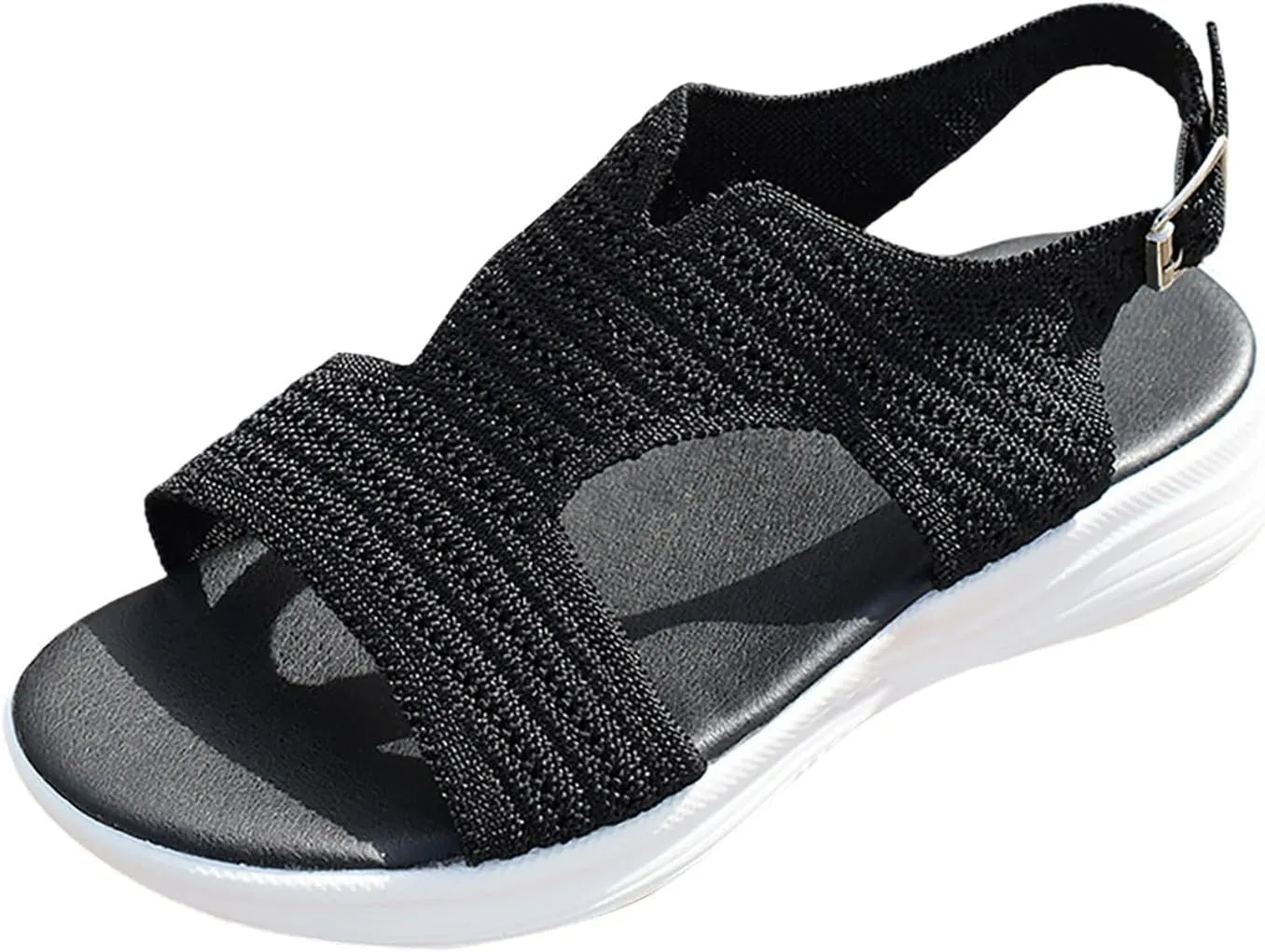 Women Air Cushion Sandals Low Wedge Elastic Ankle Strap Sandals Breathable Mesh Beach Walking Soprt Shoes Footwear