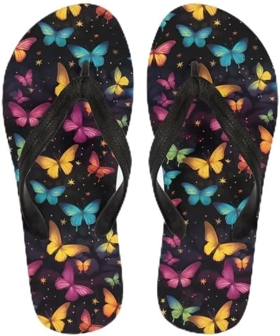 Women Geometry Flip Flop Sandal, Butterfly Sunflower Lightweight Thong Sandals Comfort Summer Beach Slippers
