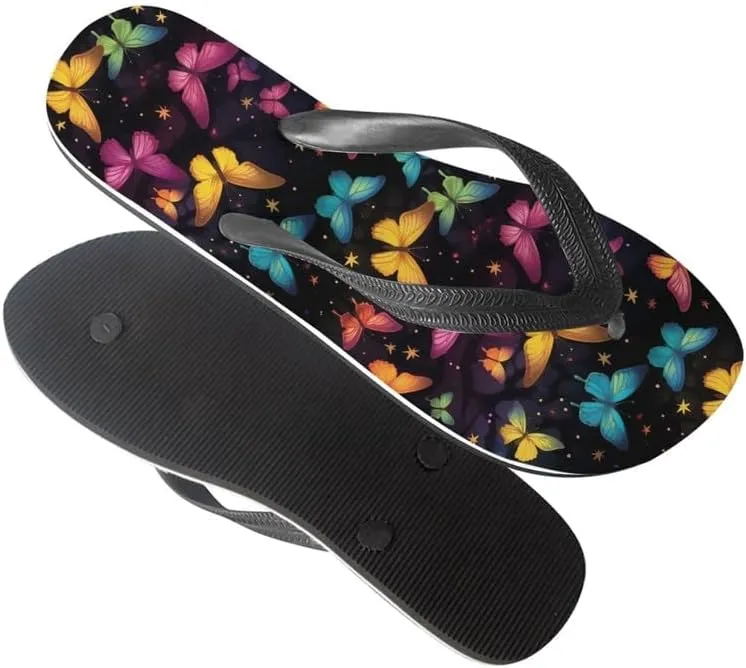 Women Geometry Flip Flop Sandal, Butterfly Sunflower Lightweight Thong Sandals Comfort Summer Beach Slippers