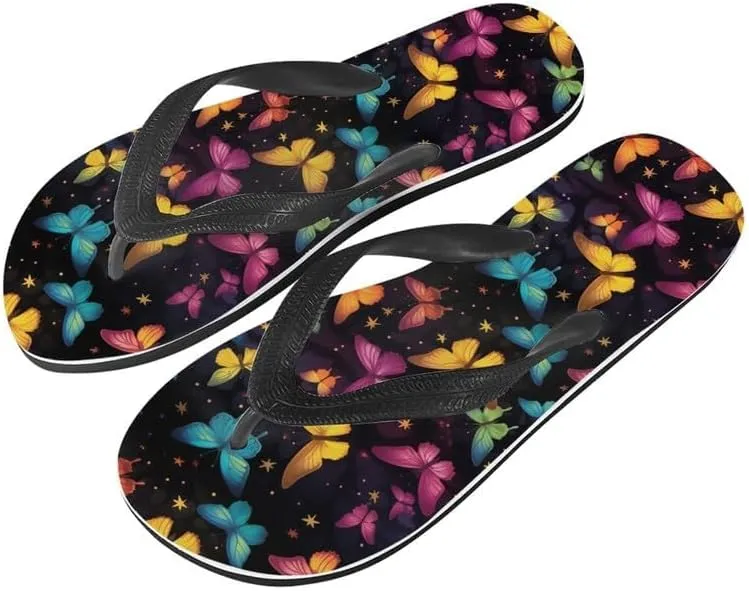 Women Geometry Flip Flop Sandal, Butterfly Sunflower Lightweight Thong Sandals Comfort Summer Beach Slippers