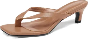 Women Kitten Heel Thong Sandals Square Open Toe Flip Flop Sandals Low Heel Fashion Party Dress Heeled Sandals