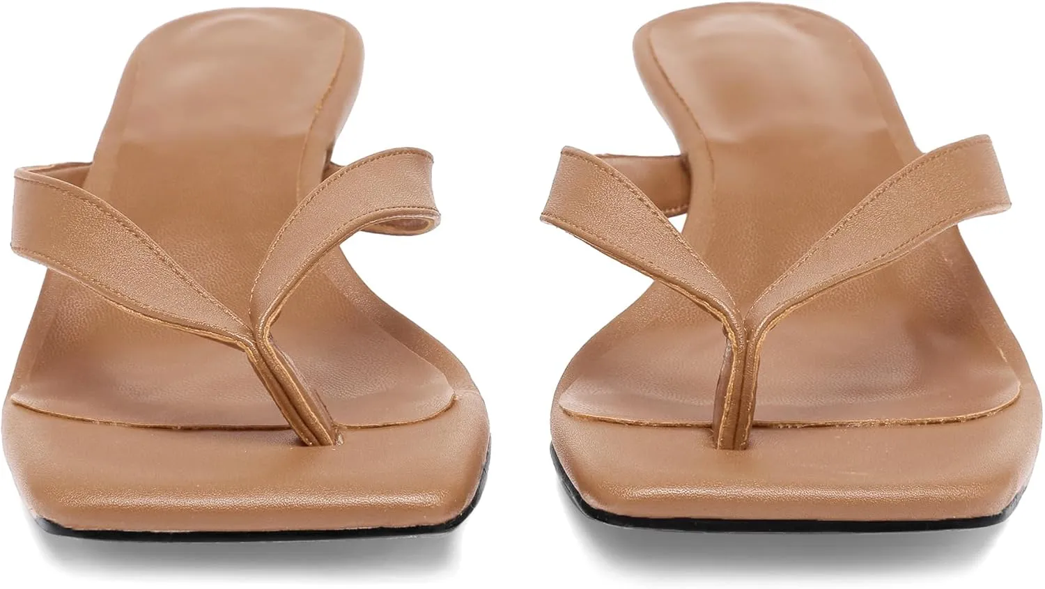 Women Kitten Heel Thong Sandals Square Open Toe Flip Flop Sandals Low Heel Fashion Party Dress Heeled Sandals