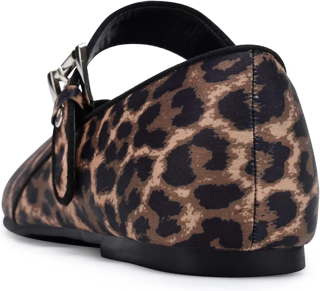 Women Leopard Ballet Flats Mary Jane Leopard Flats for Women Leopard Mary Jane Flats with Buckle Strap Comfortable Leopard Ballerina Flat Shoes