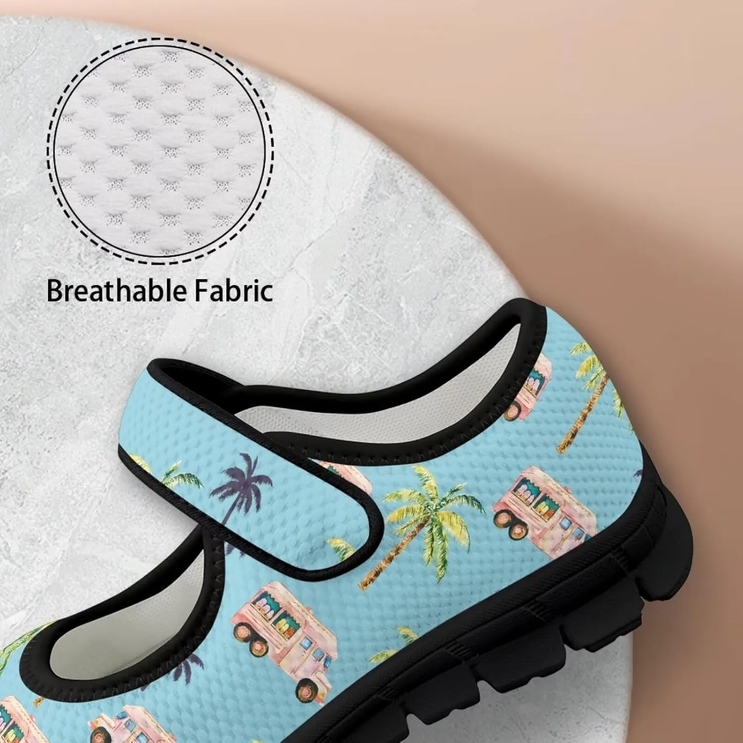 Women Mary Jane Sneaker Shoes Lightweight Casual Breathable Non Slip Flats with Magic Sticker
